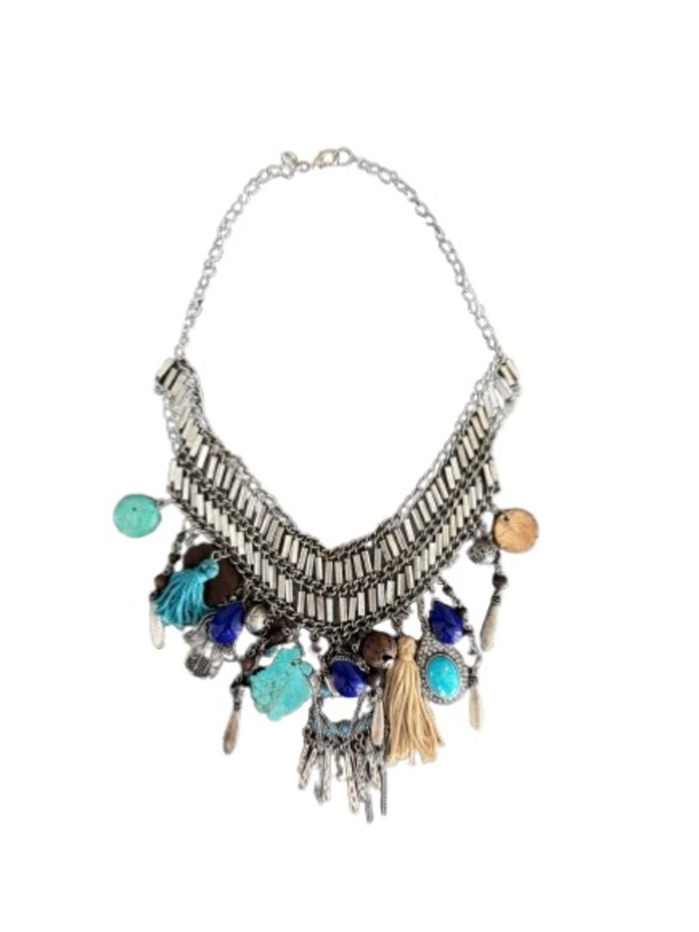 Express Turquoise and Charm Bib Necklace